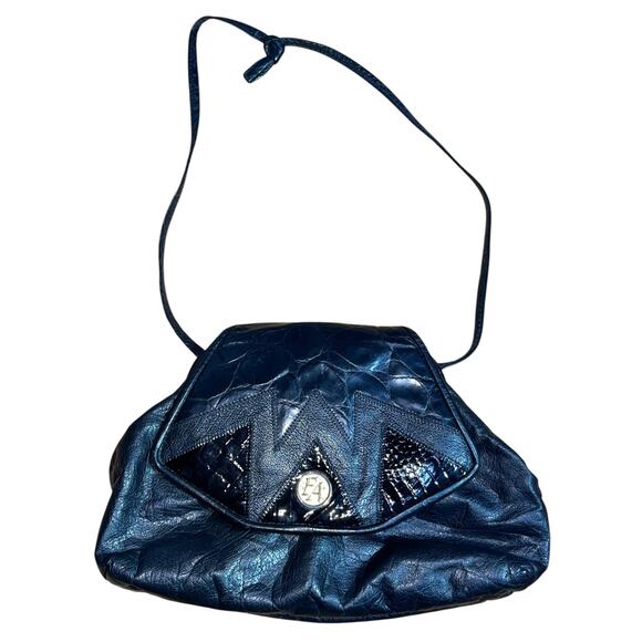 Fifth Avenue Vintage Leather Bag Snakeskin Convertible Shoulder Purse - Picture 1 of 10